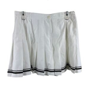 TAIL‎ White Tennis Skirt Pleated Black Stripe Athletic Golf Size 14 Vintage
